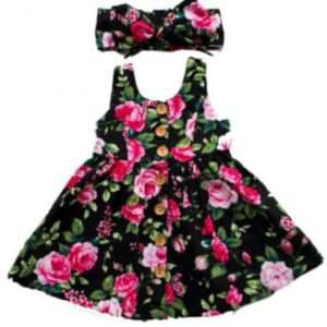 Girls Dress Baby Girl Clothes Button Floral Dress Young Pageant Formal Dresses Sundress Clothing