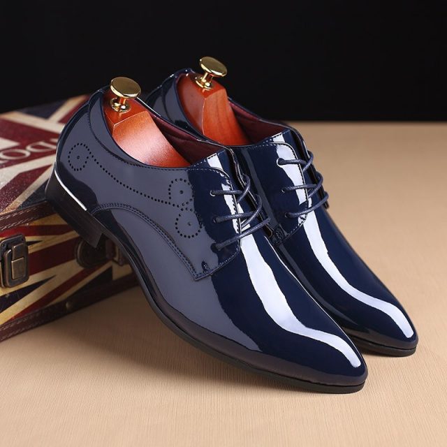 PU pointed Toe Leather Oxfords Dress Wedding Shoes Men's Flats For ...