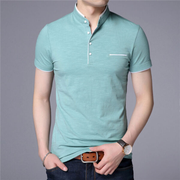 Collar Short Sleeve Tee Shirt Style Top Hot Men Brand Clothing Slim Fit Cotton T-Shirts  Stirmas