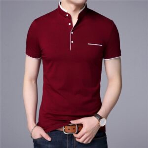 Collar Short Sleeve T-Shirt Style Top Hot Men Brand Clothing Slim Fit Cotton T-Shirts