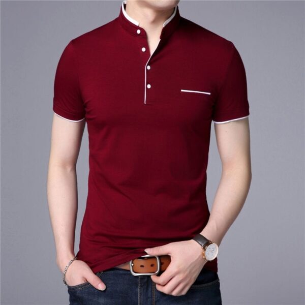 Collar Short Sleeve T-Shirt Style Top Hot Men Brand Clothing Slim Fit Cotton T-Shirts Stirmas