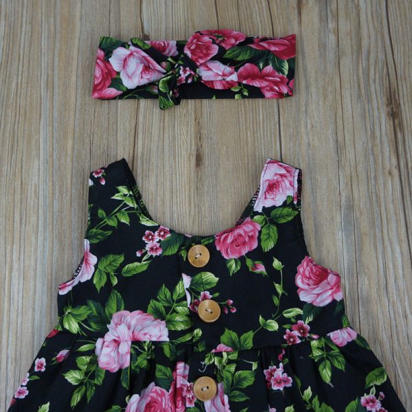 Girls Dress Baby Girl Clothes Button Floral Dress Young Pageant Formal Dresses Sundress Clothing  Stirmas