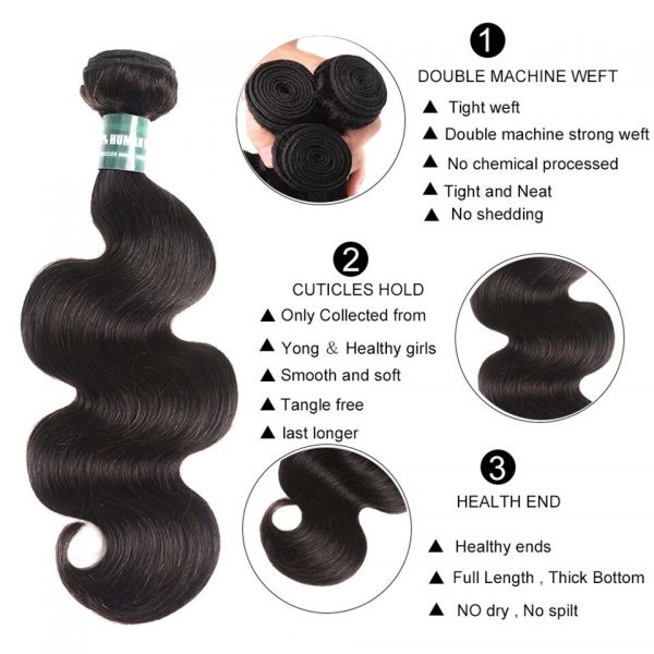 Brazilian 100 Remy Human Hair Extensions Body Wave Bundles Can
