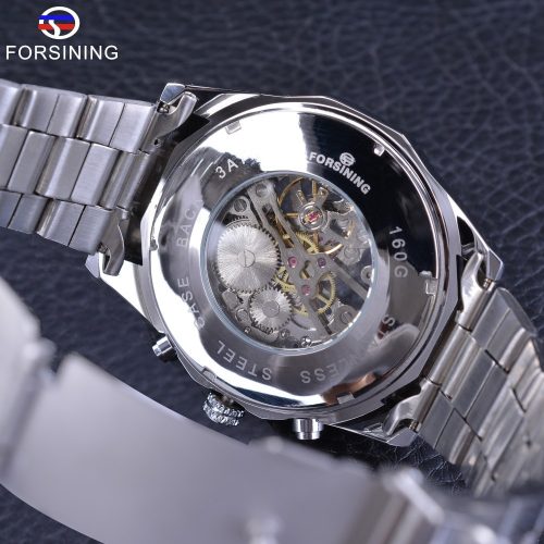 Top Brand Luxury Transparent Mechanical Male Wrist Watch Silver Stainless Steel Waterproof Mens Skeleton Watches  Stirmas