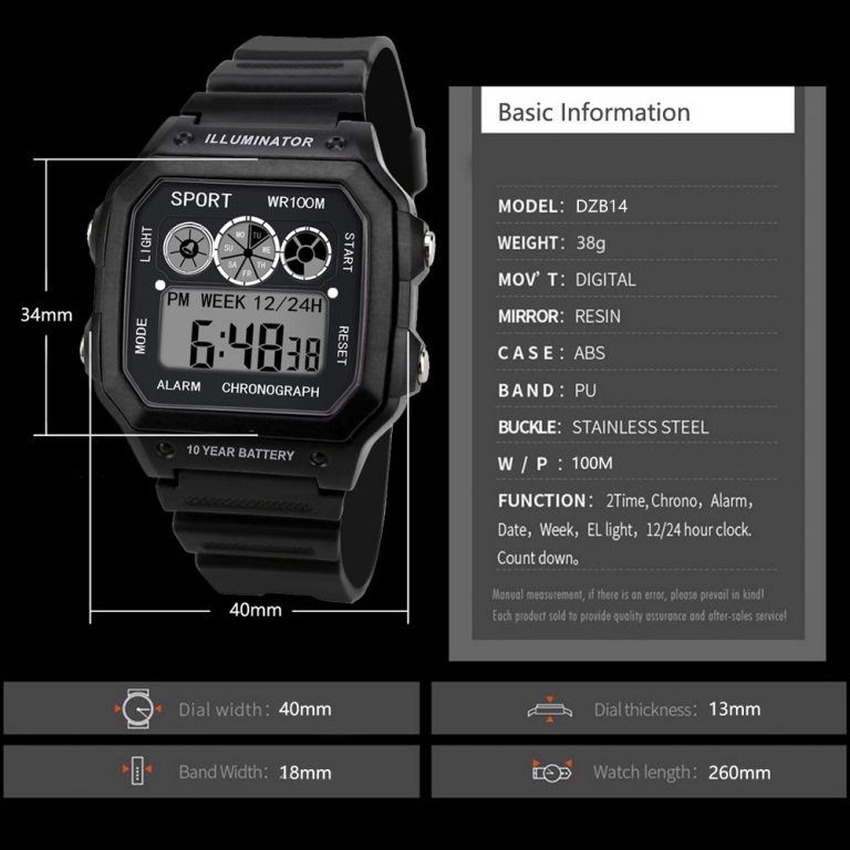 Electronic Digital Display Waterproof Watch Retro Style Clock Smart ...