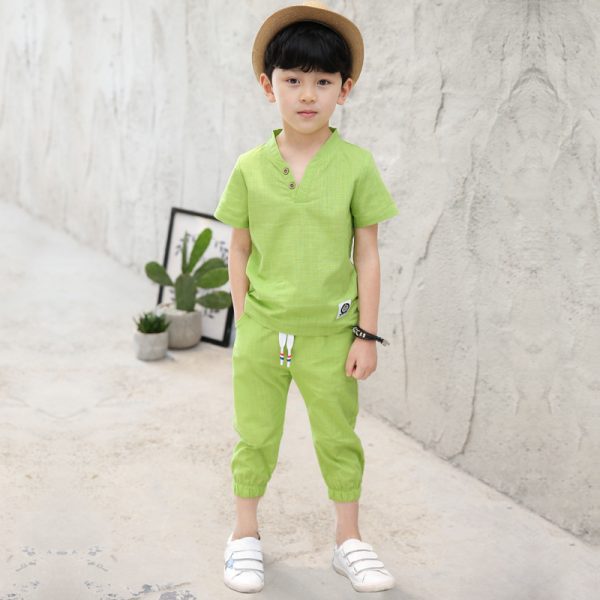Kids Fashionable Pure Cotton Sets Short Sleeve T Shirt+pant for 4-12 Ages  Stirmas