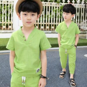 Kids Fashionable Pure Cotton Sets Short Sleeve T Shirt+pant for  4-12 Ages