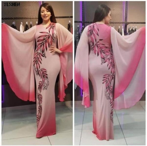 Dashiki Print African Clothes Bazin Riche Sexy Slim Ruffle Sleeve Long Africa Maxi Dress Woman  Stirmas