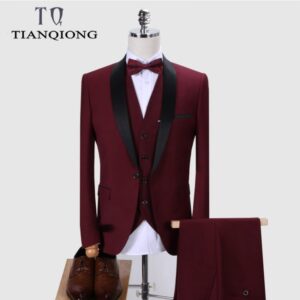 3 In 1 Quality Men Suit For Wedding & Occasions Designers Collar Slim Fit Suit Including Jacket