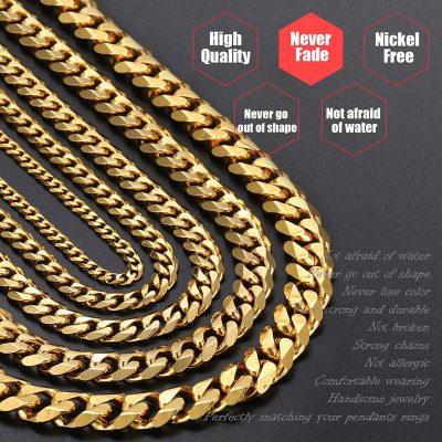 Gold Necklaces for Men & Women Stainless Steel Silver Black Gold Necklace Jewelry  Stirmas