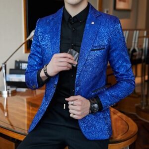 Top Royalty Blazer For Men Personality Rose Jacquard Slim Jacket For Business Casual Party Wedding etc.