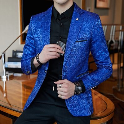 Top Royalty Blazer For Men Personality Rose Jacquard Slim Jacket For Business Casual Party Wedding etc.  Stirmas