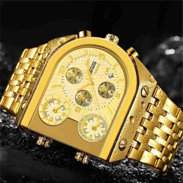 Luxury Big Gold Quartz Men Waterproof Business Wristwatch Steel Male Clock Relogio Masculino  Stirmas