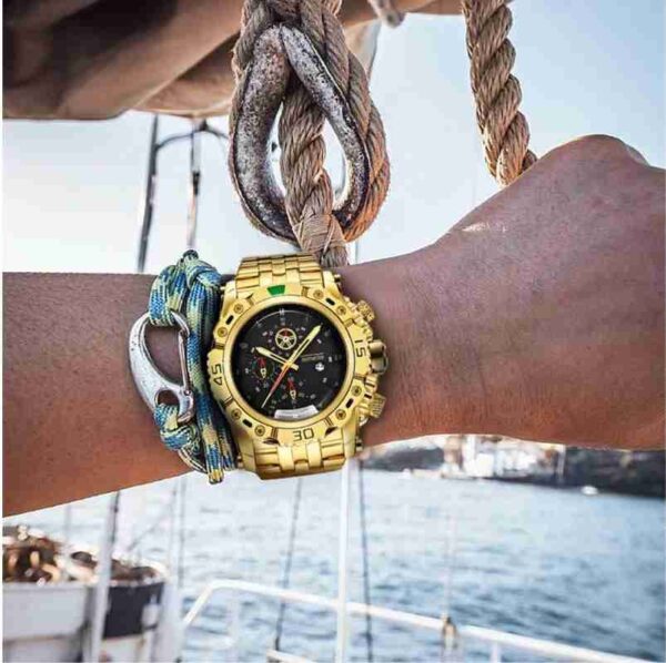 Temeite Business Golden Quartz Watch Male Clock Big Size Men Watches Military Wristwatch  Stirmas