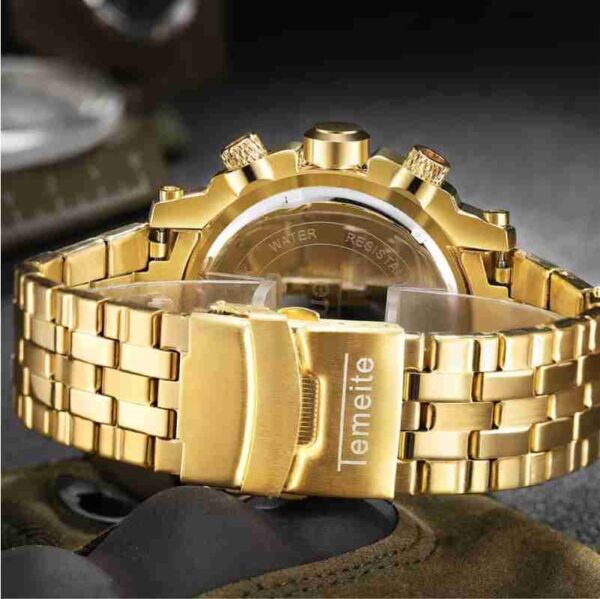 Temeite Business Golden Quartz Watch Male Clock Big Size Men Watches Military Wristwatch  Stirmas