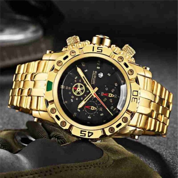 Temeite Business Golden Watches Quartz Watch Male Clock Big Size Men Watches Military Wristwatch Stirmas