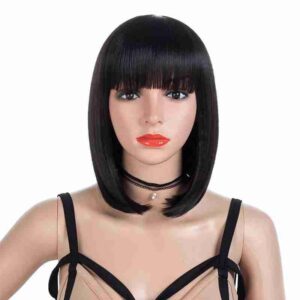 Bob Style Wigs with Bang 12 Inch Blonde Soft Hair