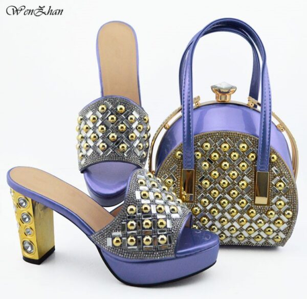 Women Shoes And Bags Set With Pretty Beads Design  Stirmas