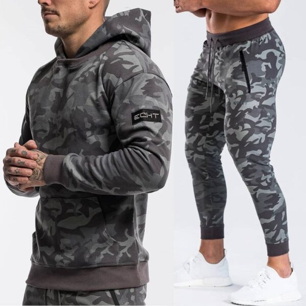 Camo Hoodies Sets Men Casual Sweatshirt Camouflage Joggers Sweatpants Male Cotton Jacket Autumn Winter Sportswear Suit Color: Gray (Sets) Color: Gray (Sets) Size: L Stirmas