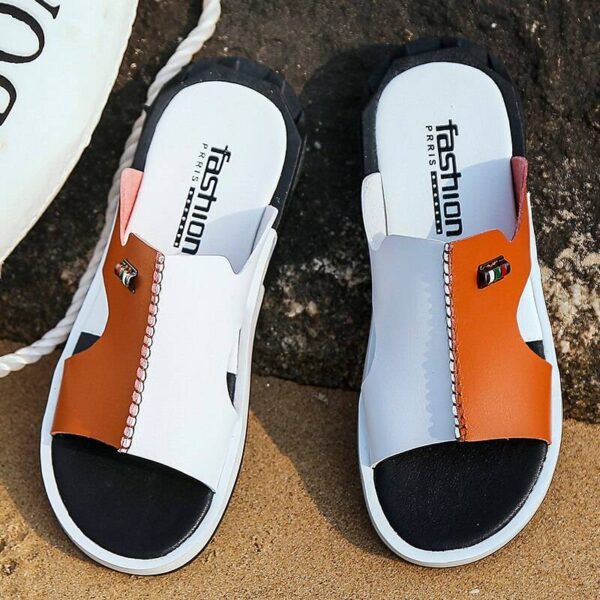 Hot Men Sandals Fashion Peep Toe PU Flip Flops Shoes Male Outdoor Non-slip Flat Beach Slides Big Size 38-46  Stirmas