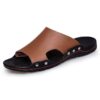 Men Slippers Summer Flat Summer Man Shoes Breathable Beach Slippers Split Leather Flip Flops Mens Slippers Size 38-48  Stirmas