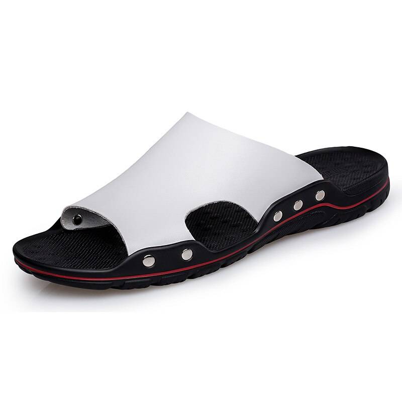 Men Leather Slippers Breathable Beach Slippers Men Slippers Size 38-48 ...