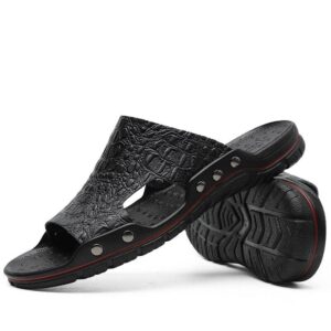 Beach Slippers Split Leather Quality Men Slippers Size 38-48