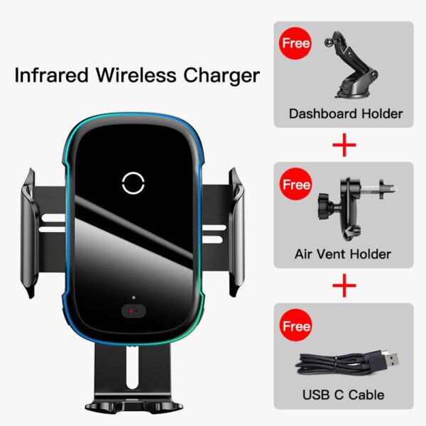 Baseus Qi Car Wireless Charger for iPhone 11 Samsung Xiaomi 15W Induction Car Mount Fast Wireless Charging with Car Phone Holder  Stirmas