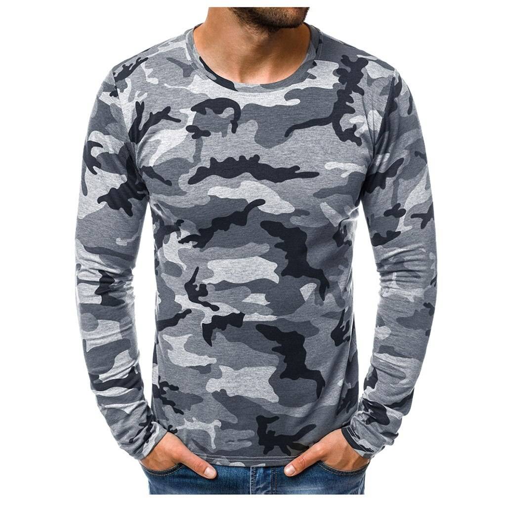 Fitted Camouflage T Shirts Long Sleeve O Neck Men T-shirt tshirt Tops ...