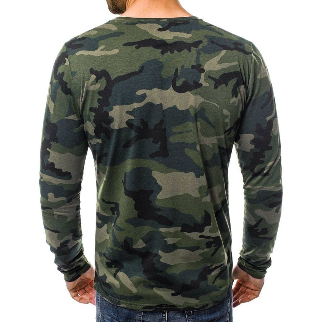 Fitted Camouflage T Shirts Long Sleeve O Neck Men T-shirt tshirt Tops ...