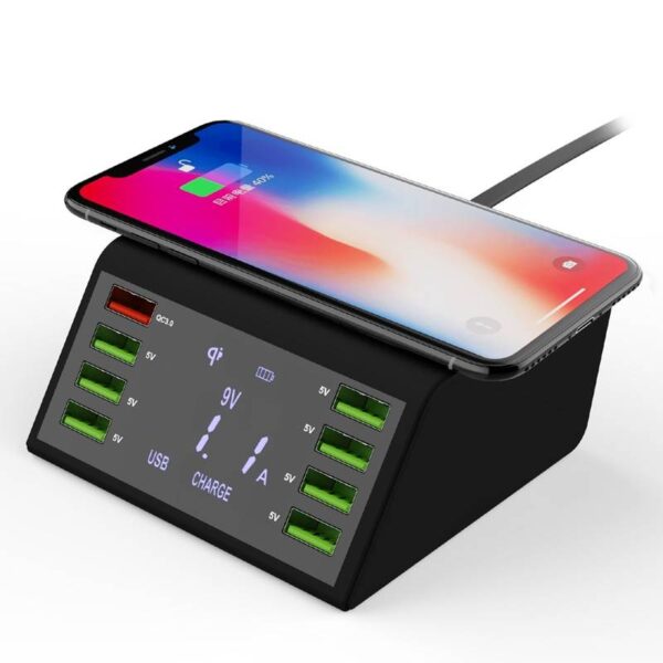 STOD Qi Wireless USB Charger 60W LED Display Quick Charge 3.0 Fast Charging Station For iPhone X Samsung Huawei Nexus Mi Adapter  Stirmas