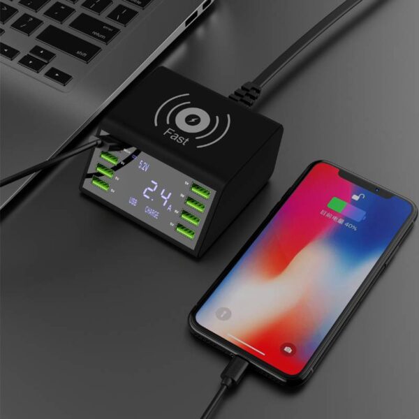 STOD Qi Wireless USB Charger 60W LED Display Quick Charge 3.0 Fast Charging Station For iPhone X Samsung Huawei Nexus Mi Adapter  Stirmas