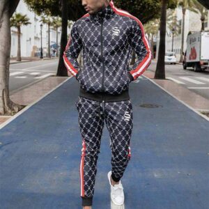 Designers Stripe Hoodies+Pants Gyms Casual Sportswear Suit Set