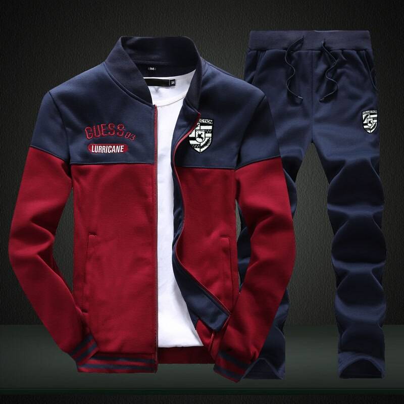 Trending Casual Tracksuits Stand Collar Tracksuits Set of Top + Pants ...