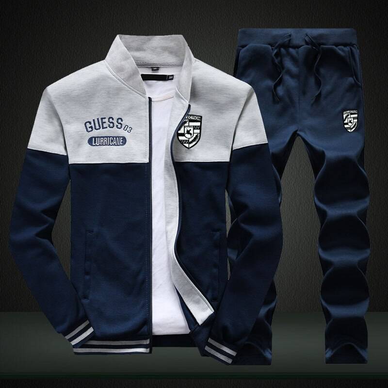 Trending Casual Tracksuits Stand Collar Tracksuits Set of Top + Pants ...