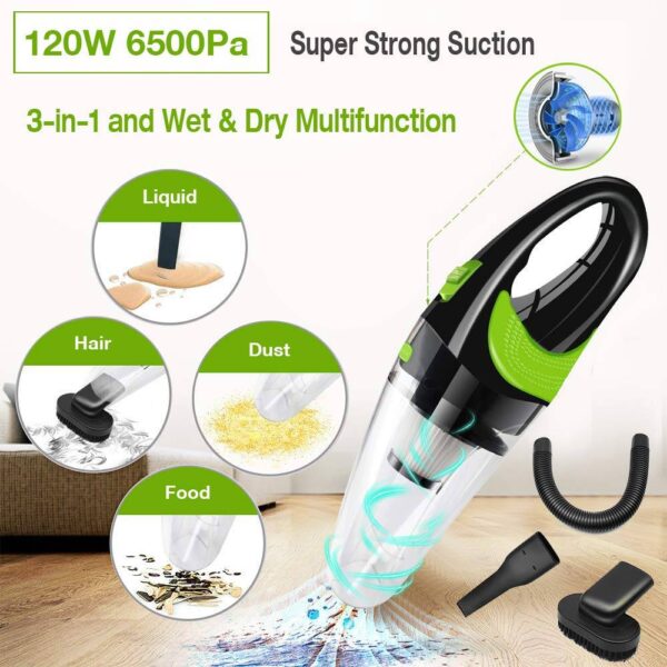 6500pa Car Vacuum Cleaner Strong Power 120W Cordless Wet And Dry Dual Use Auto Mini Portable Vacuums Cleaner For Home Office  Stirmas