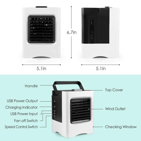 Air Conditioner Fan 4 in 1 Personal USB Air Cooler Mini Purifier Humidifier with LED Lights Rechargeable Fan For Home Desk Fans  Stirmas