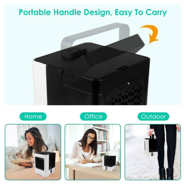 Air Conditioner Fan 4 in 1 Personal USB Air Cooler Mini Purifier Humidifier with LED Lights Rechargeable Fan For Home Desk Fans  Stirmas