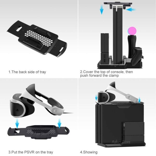 PS VR Move / PS4 Pro Slim Vertical Stand Cooler Cooling Fan Controller Charger Charging Dock for Sony Playstation 4 & PSVR Move  Stirmas