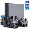 PS4 / PS4 Pro / PS4 Slim Console Vertical Stand 2 Controller Charging Dock 2 Cooling Fan 10 Games Storage for Sony Playstation 4  Stirmas
