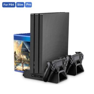 PS4 / PS4 Slim / PS4 Pro Vertical Stand with Dual Controller Charger Cooling Fan Charging Station For SONY Playstation 4 Cooler