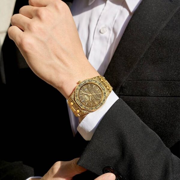 Waterproof Vintage Carved Watch Original Steel Band Wristwatch Fashion Classic Designer Luxury Golden Watch  Stirmas