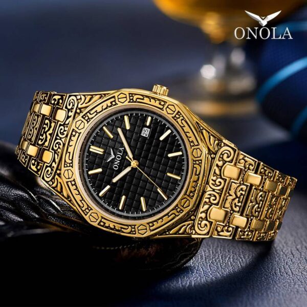 Waterproof Vintage Carved Watch Original Steel Band Wristwatch Fashion Classic Designer Luxury Golden Watch  Stirmas