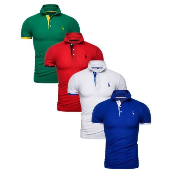 4 Pcs Set Men Polo Solid Casual Short Sleeve Cotton Polo Shirt Men Fashion Slim Fit Polos Men US Size S-XXL  Stirmas