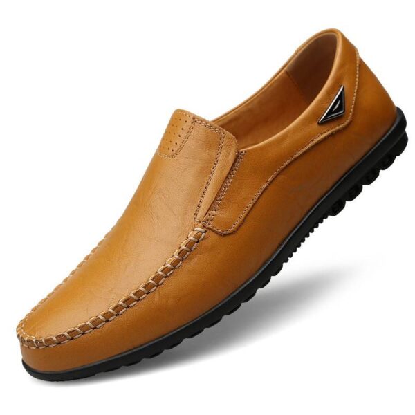 Lightweight Leather Moccasin Men Flat Casual Loafers Shoes Color: Yellow Brown Color: Yellow Brown Shoe Size: 12.5 Stirmas