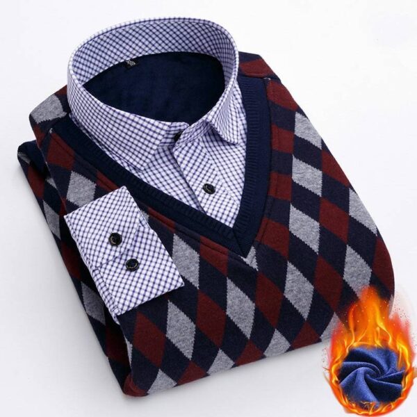 Quality Men’s Winter Warm Soft Casual Shirt Sweater Cardigan Long Sleeve Shirt Collar Cardigan Flannel Men Home Dress Shirt  Stirmas