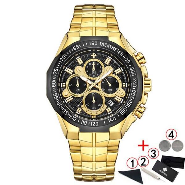Gold Luxury Wristwatch Chronograph Men Wristwatches Color: gold black box Color: gold black box  Stirmas